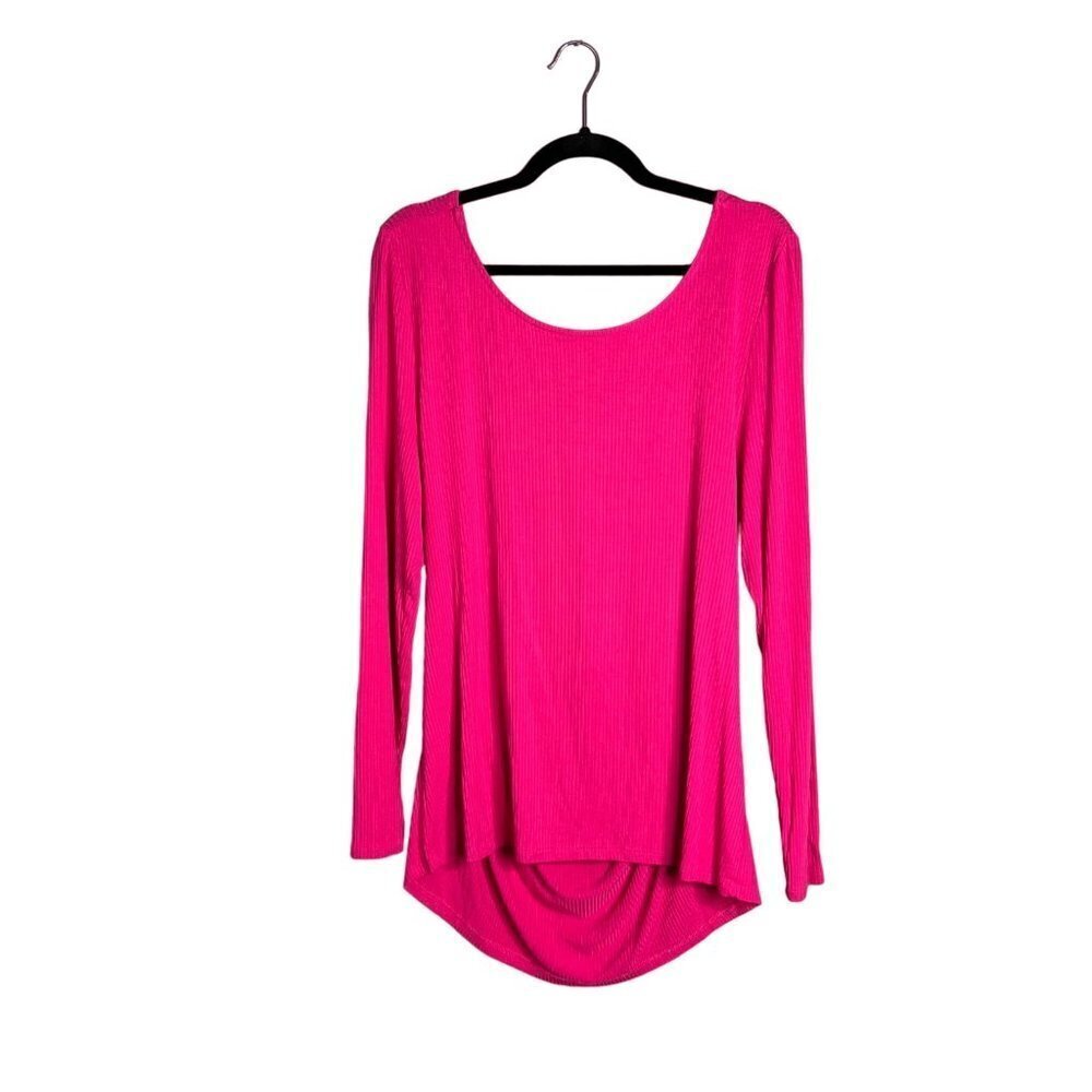 NWOT Eloquii Ribbed Long Sleeve Pink Top Open Back Stretchy Plus Size 18 / 20 - Picture 2 of 9